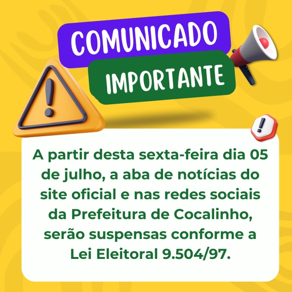 Not&iacute;cias e publica&ccedil;&otilde;es institucionais ser&atilde;o suspensas durante per&iacute;odo eleitoral.
