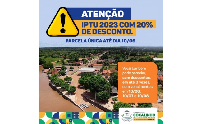 IPTU 2.023 com desconto de 20%