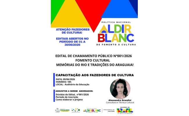 EDITAL DE CHAMAMENTO PÚBLICO Nº 001/2026 FOMENTO CULTURAL MEMÓRIAS DO RIO E TRADIÇÕES DO ARAGUAIA